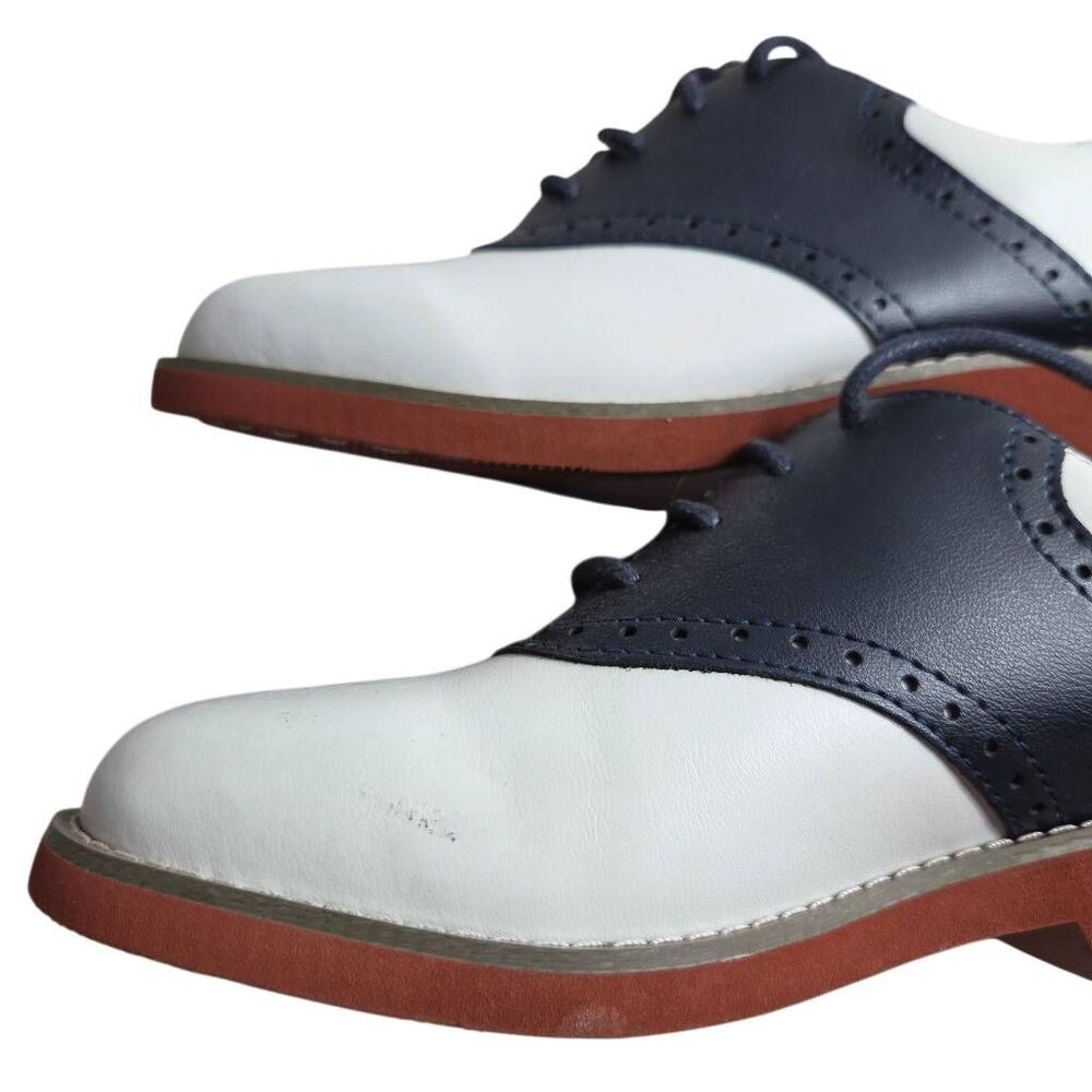 School Issue Saddle Shoes Navy and White 3 - Picture 4 of 8